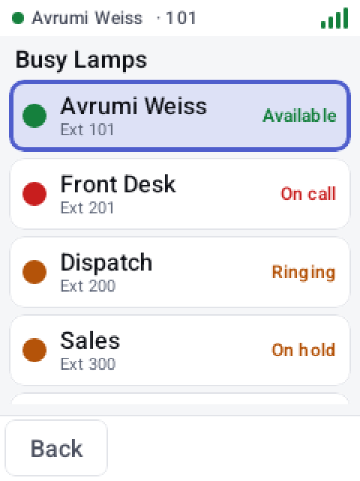 Busy lamps, light theme