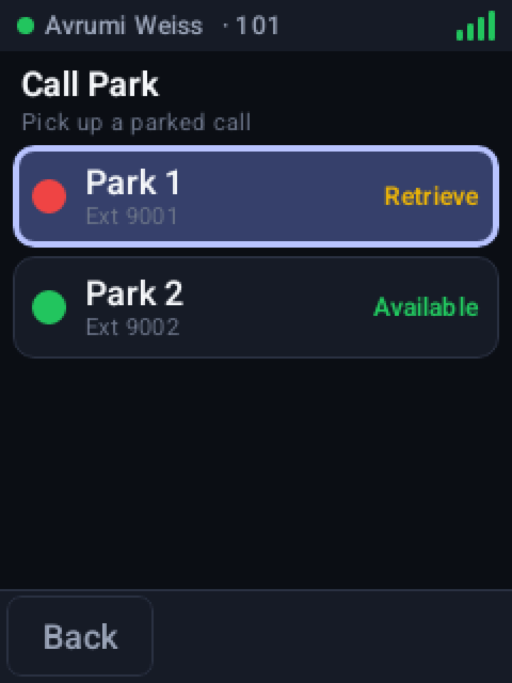 Call park, dark theme