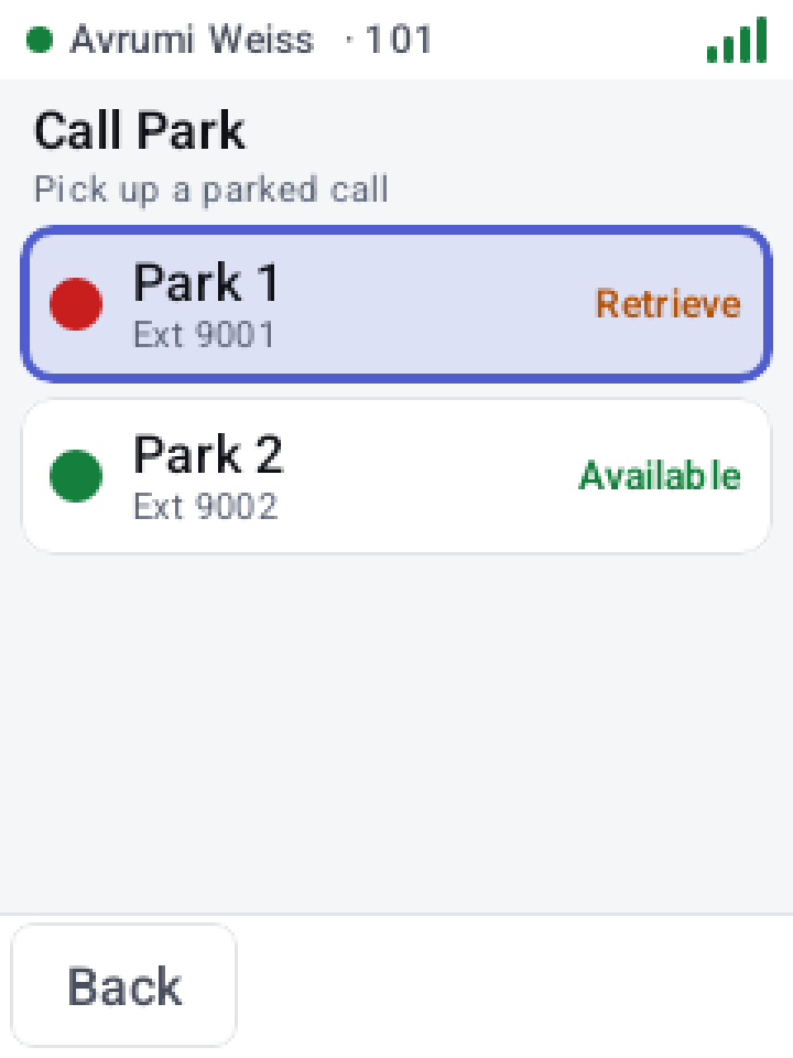 Call park, light theme