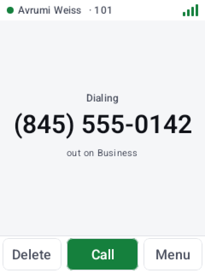 Dialer screen