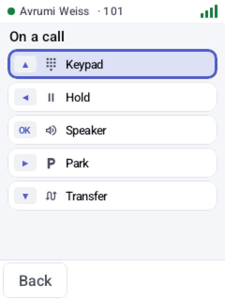 In-call keys, light theme