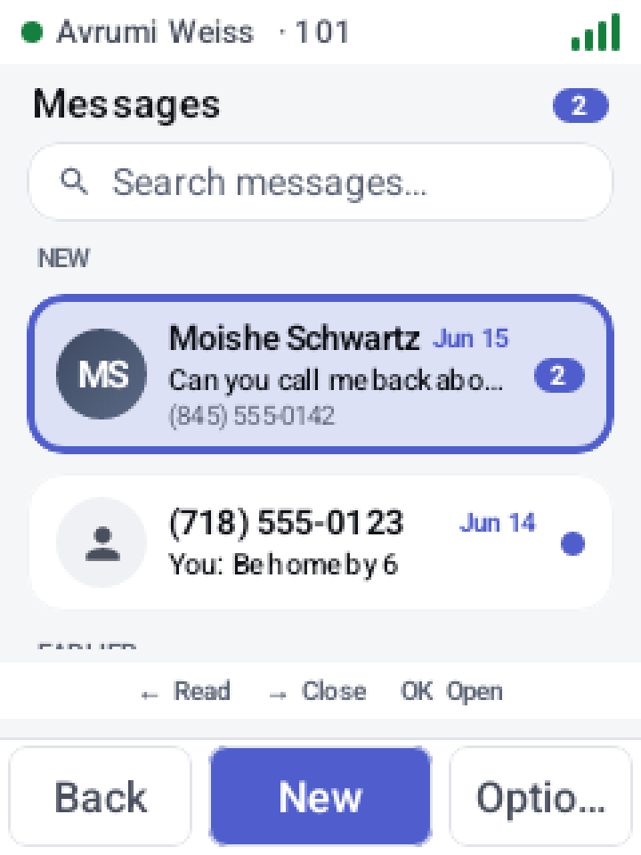 Messages, light theme