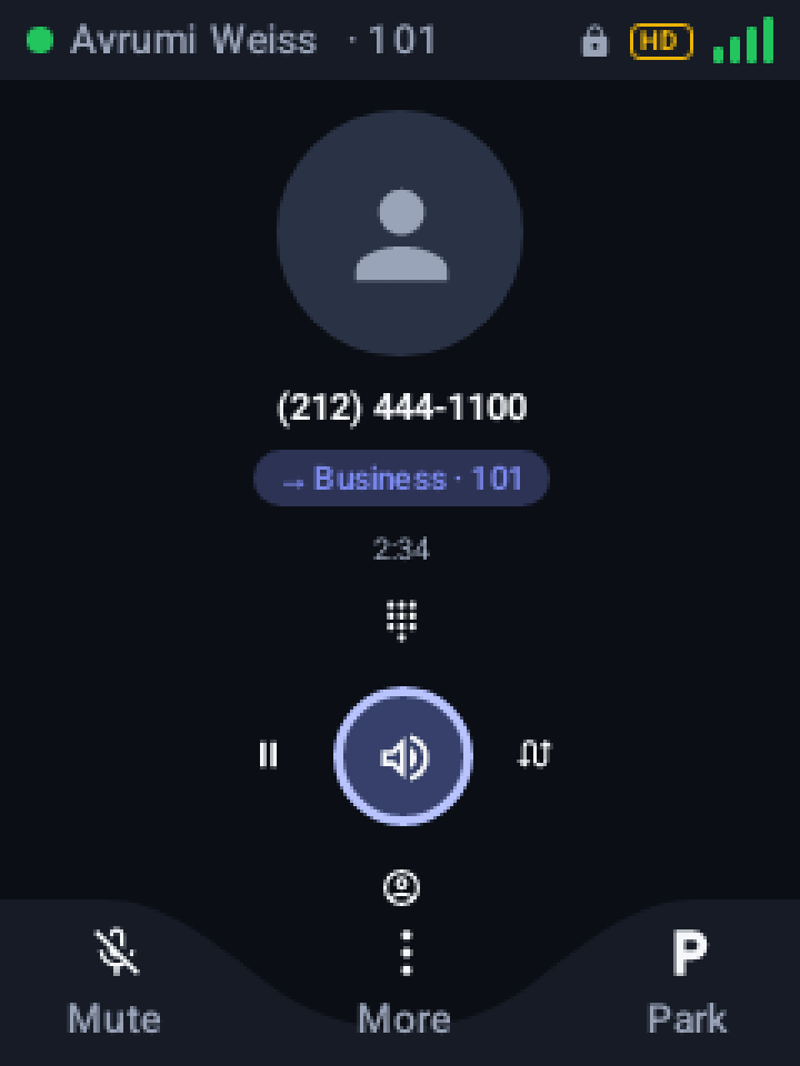 On a call, dark theme