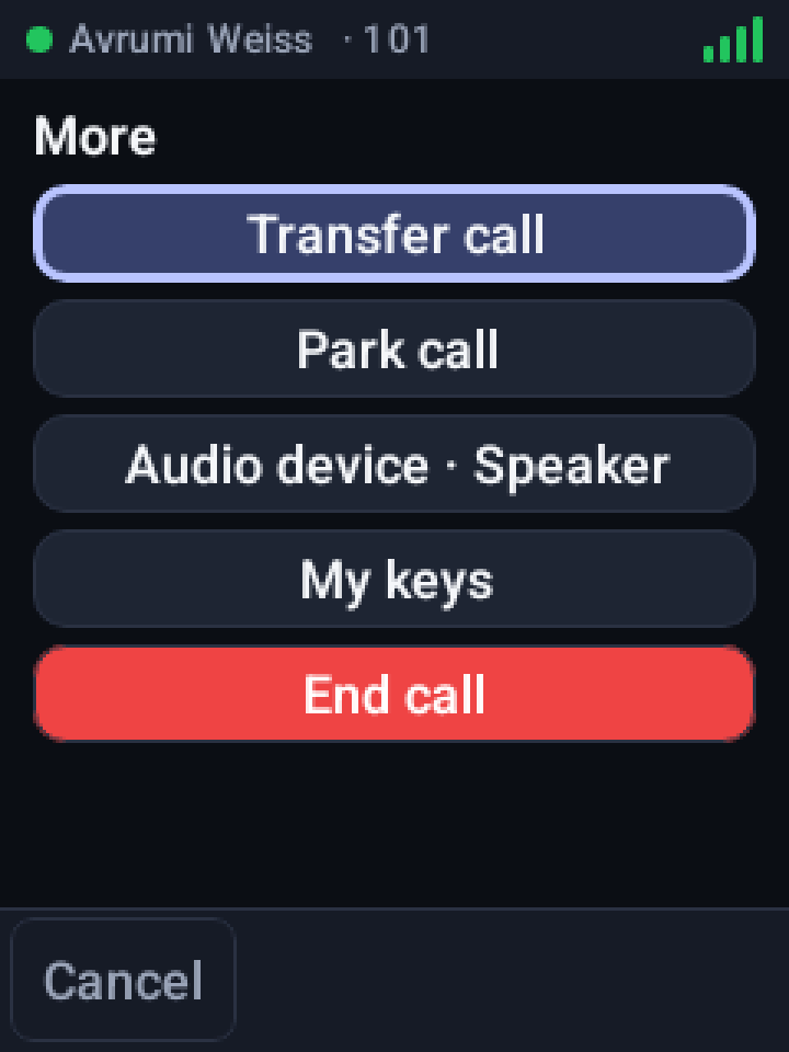 Transfer or park, dark theme