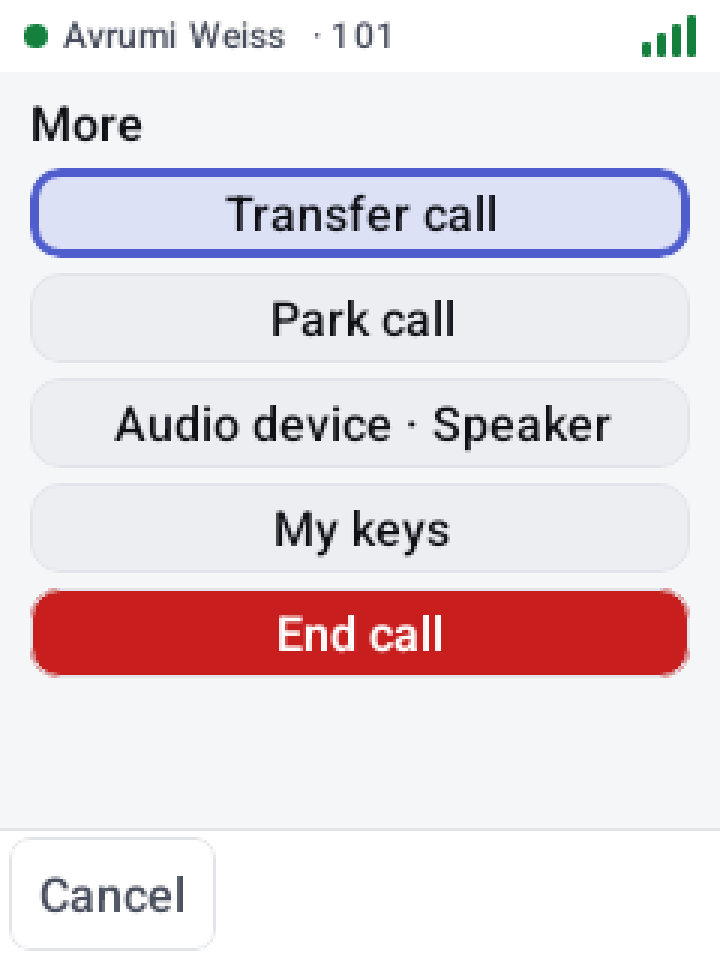 Transfer or park, light theme