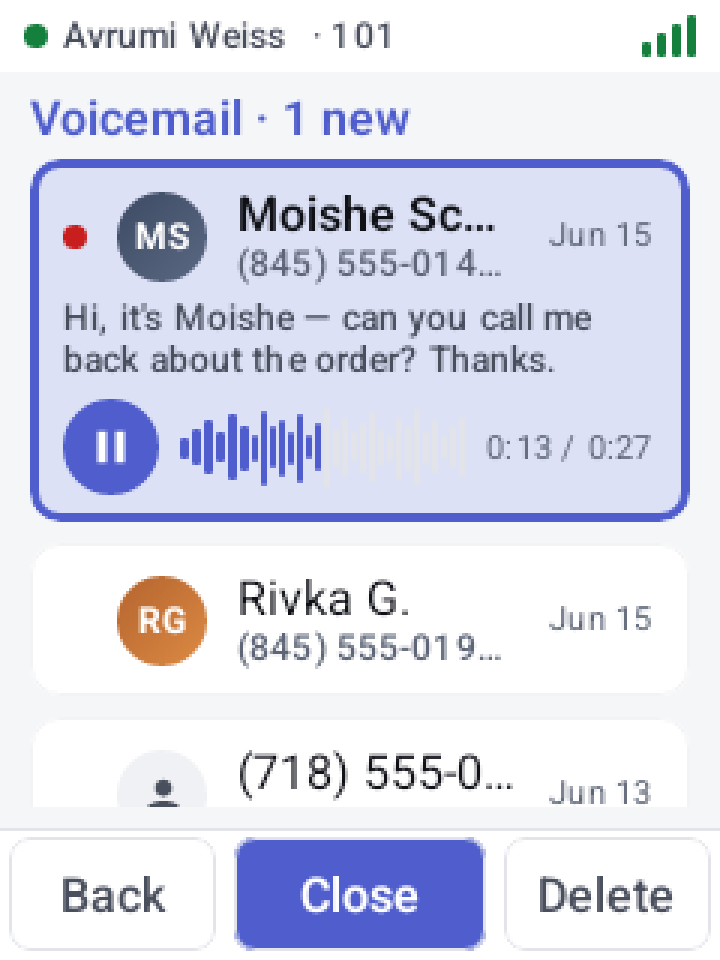 Voicemail, light theme